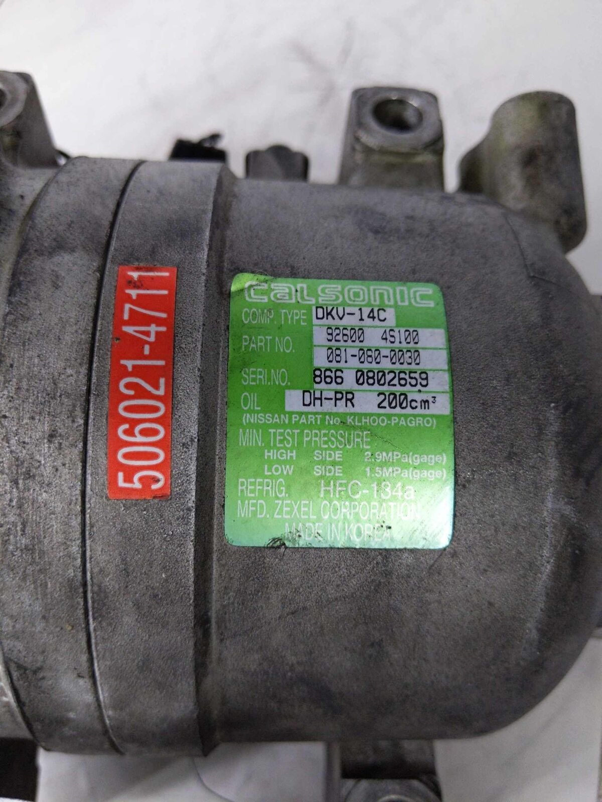 Air Conditioning A/C AC Compressor OEM 926004S100 NISSAN FRONTIER 3.3L 1999