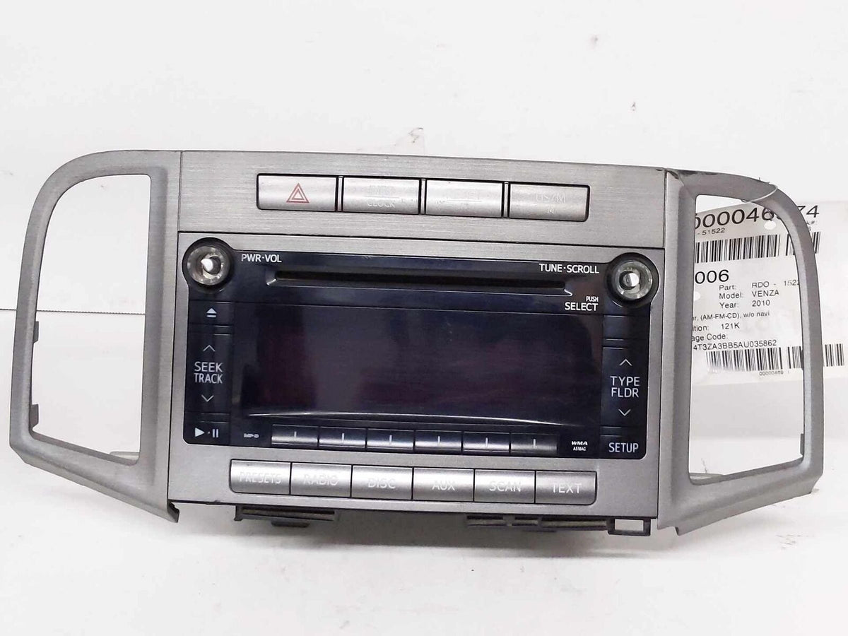 Radio Receiver Audio AM FM CD with Bezel OEM 861200T090 TOYOTA VENZA 10 11 12